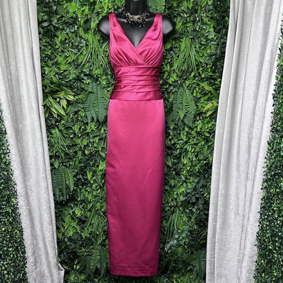 DAVIDS BRIDAL Dress Women 4 Pink‎ Satin Pleated Layered Gown Formal Wedding 2419 - Picture 2 of 12